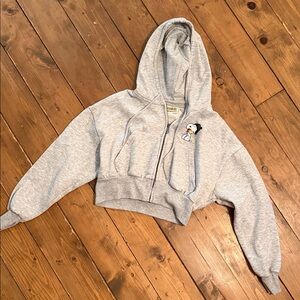 Aeropostale Gray Crop Hoodie with Character Patch